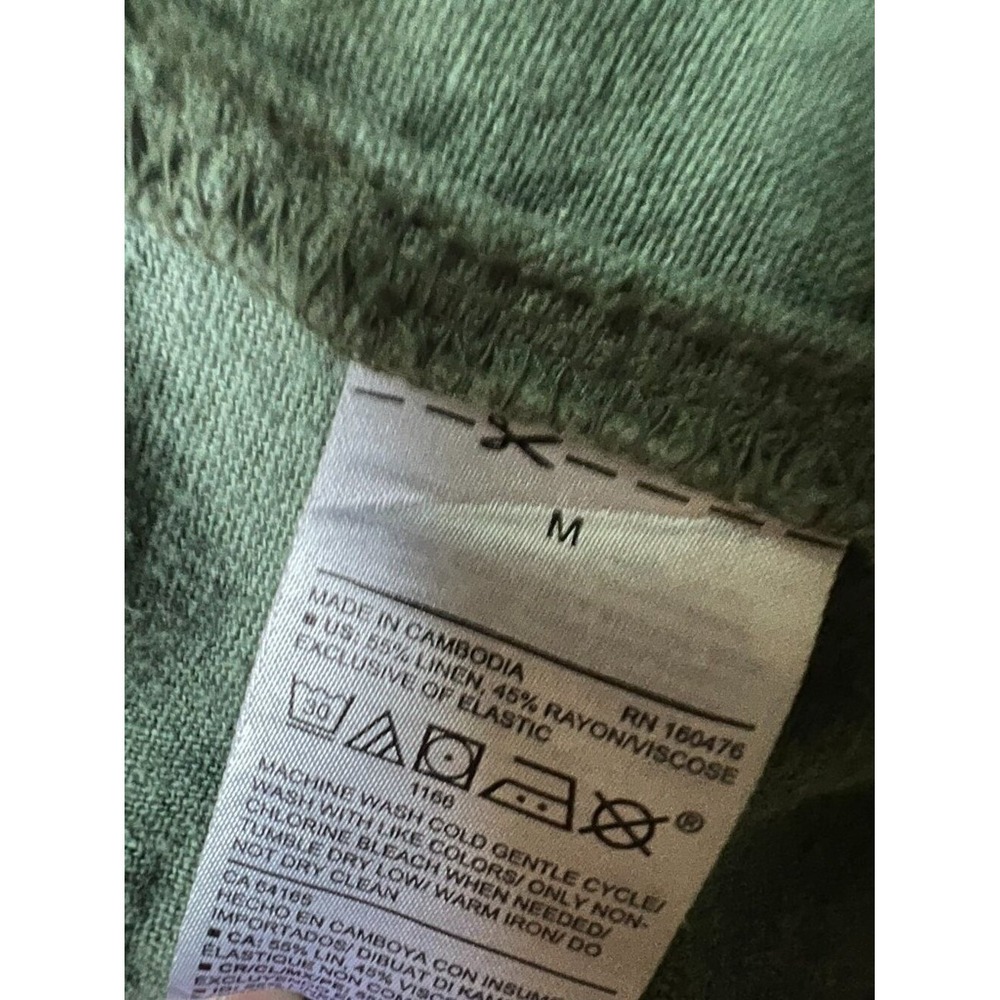 Old Navy Linen Blend Jumpsuit Women's Medium M Olive Green Wide Leg Utility - Picture 3 of 9